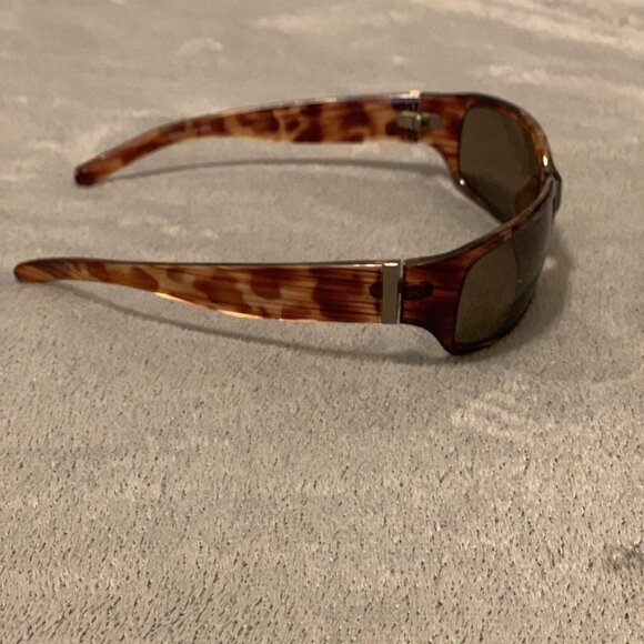 Women's Brown Sunglasses with Animal Print and Gold Accents on the Side Temple - Picture 2 of 3